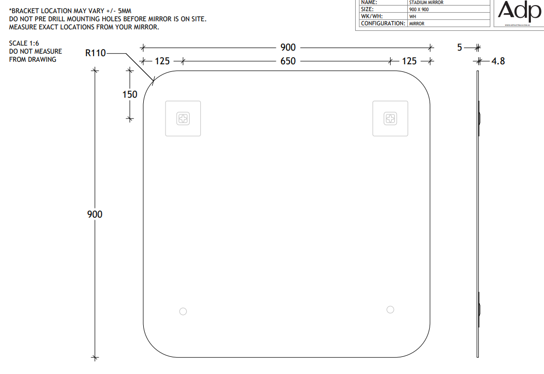 Stadium Mirror - ADP | Tile Supplier Sydney