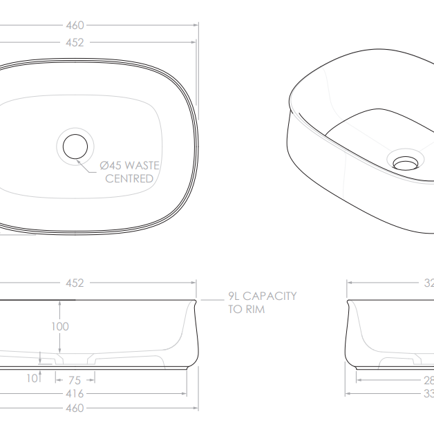 Hewitt Above Counter Basin | Gloss White - ADP | Tile Supplier Sydney