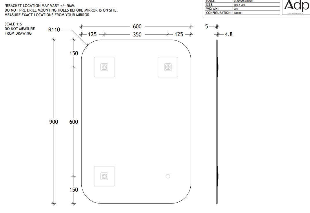Stadium Mirror - ADP | Tile Supplier Sydney