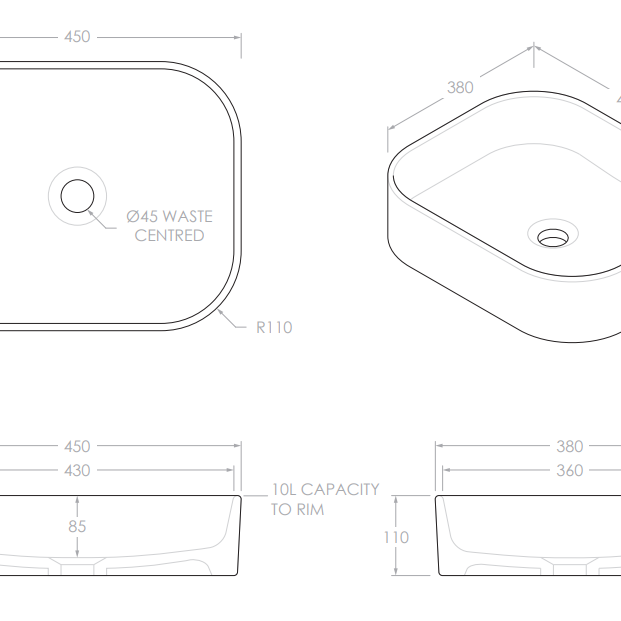 Louie Above Counter Basin | Matte White - ADP | Tile Supplier Sydney