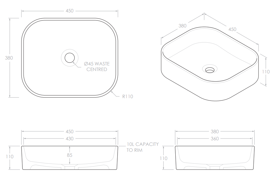 Louie Above Counter Basin | Matte White - ADP | Tile Supplier Sydney