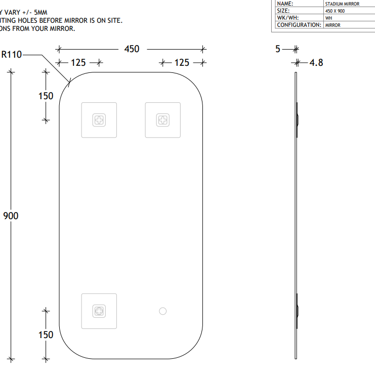 Stadium Mirror - ADP | Tile Supplier Sydney