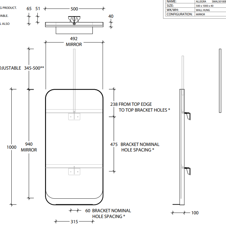 Allegra Framed Mirror | Matte Black - ADP | Tile Supplier Sydney