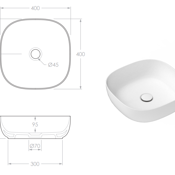 Glam Above Counter Square Basin | Gloss White - ADP | Tile Supplier Sydney