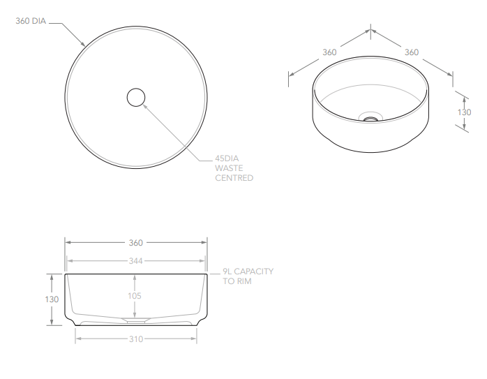 Margot Above Counter Basin | Matte Ivory - ADP | Tile Supplier Sydney