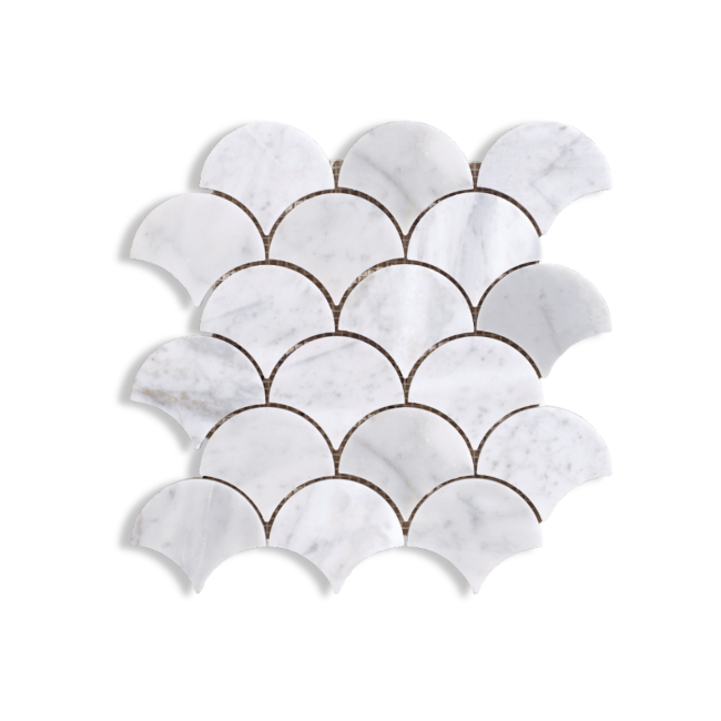 Bianco Carrara Marble Mosaic | Fish scale - Tilewave | Tile Supplier Sydney