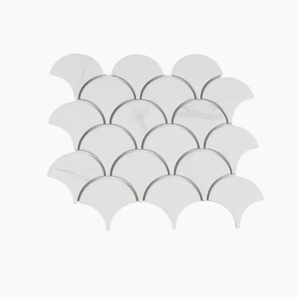 Lagoon Fish Scale Mosaic 74x70mm Matt Carrara - Tilewave | Tile Supplier Sydney