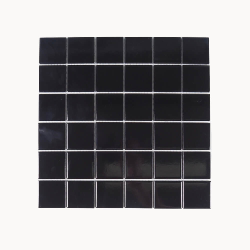 Koala Square Mosaic Tile Gloss Black 48x48mm - Tilewave | Tile Supplier Sydney