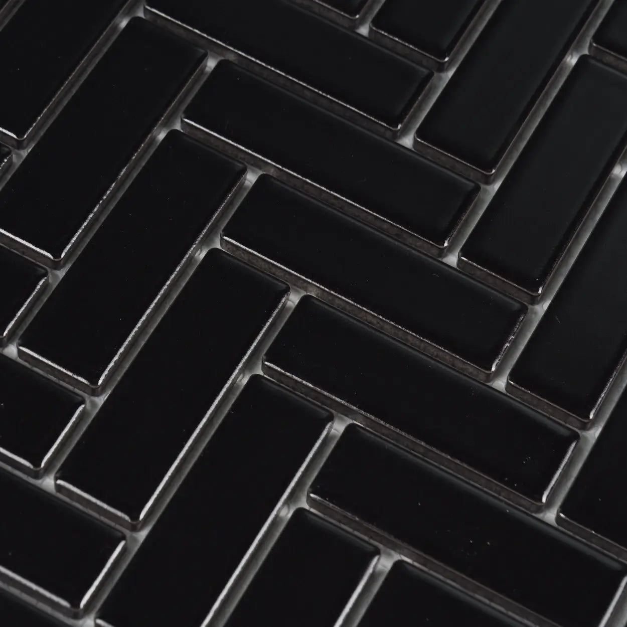 Herringbone Mosaic Tile 21.5x71.5mm Black - Tilewave | Tile Supplier Sydney