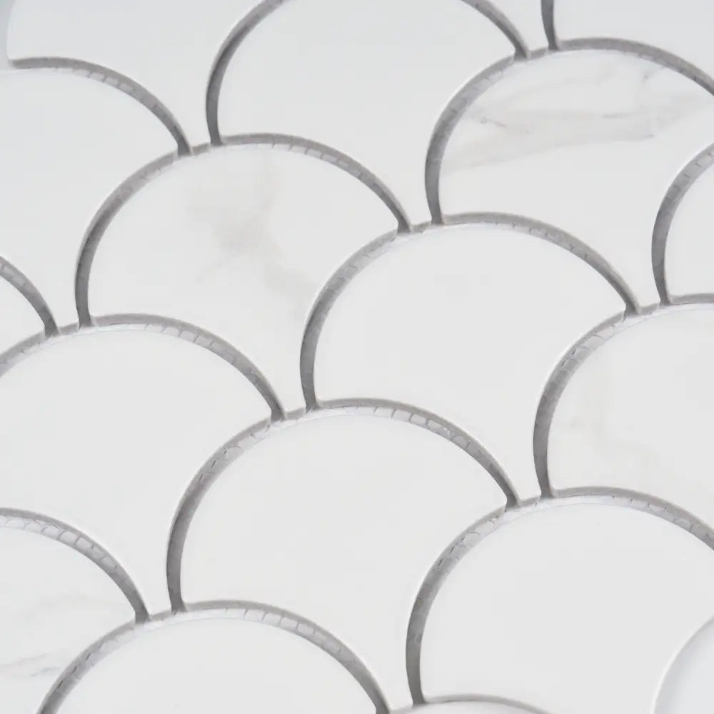 Lagoon Fish Scale Mosaic 74x70mm Matt Carrara - Tilewave | Tile Supplier Sydney