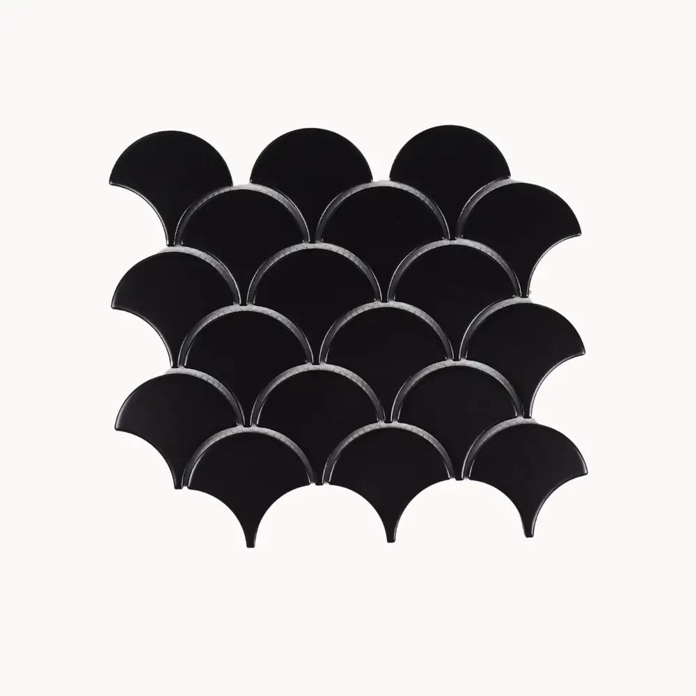 Lagoon Fish Scale Mosaic Tile 74x70mm Black - Tilewave | Tile Supplier Sydney