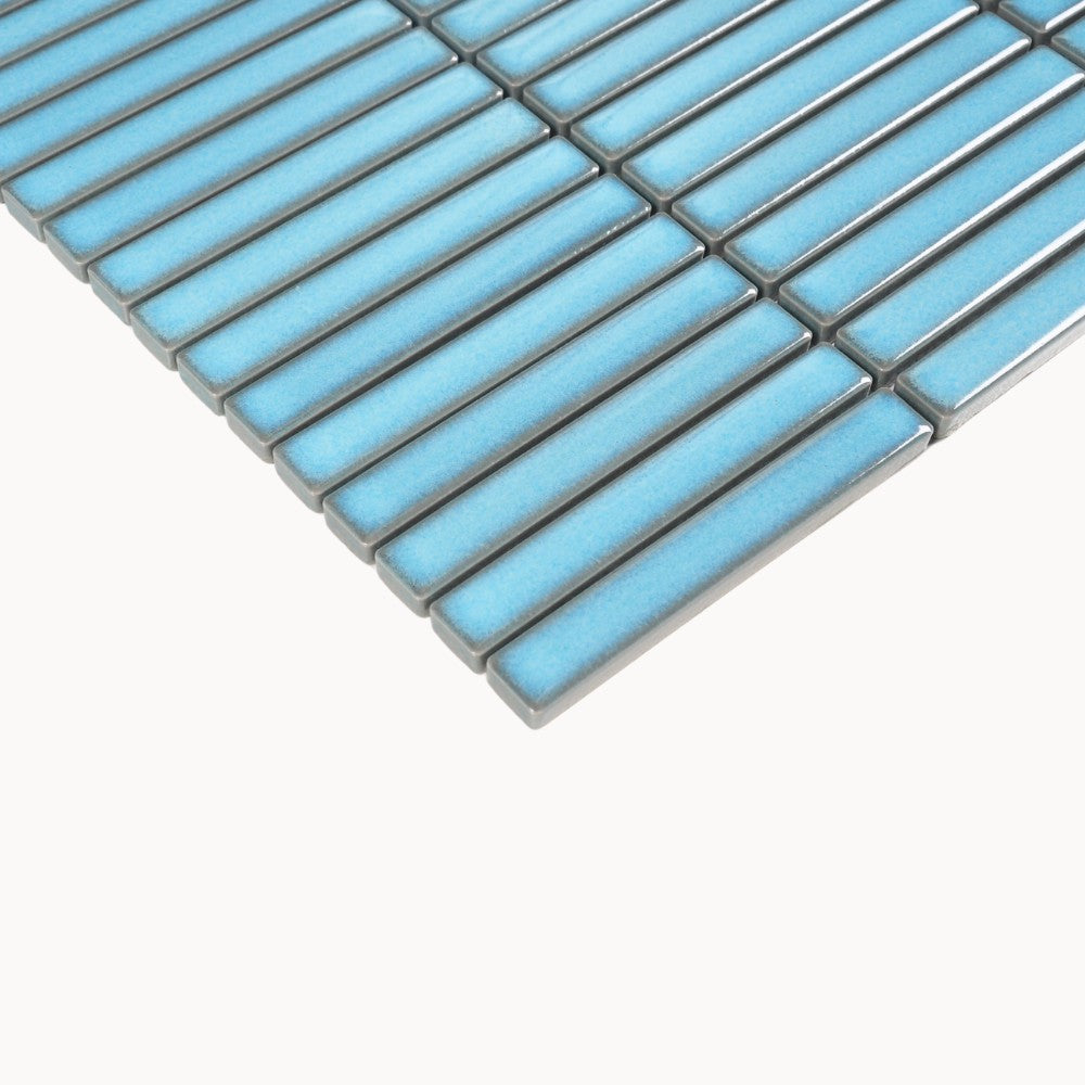 Fuji Crystal Glazed Mosaic Tile 12.8x95mm Sky Blue - Tilewave | Tile Supplier Sydney