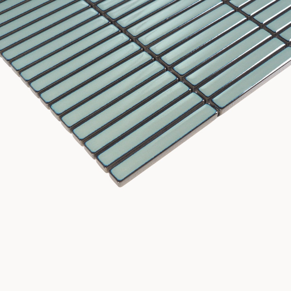Fuji Crystal Glazed Mosaic Tile 12.8x95mm Sage Green - Tilewave | Tile Supplier Sydney