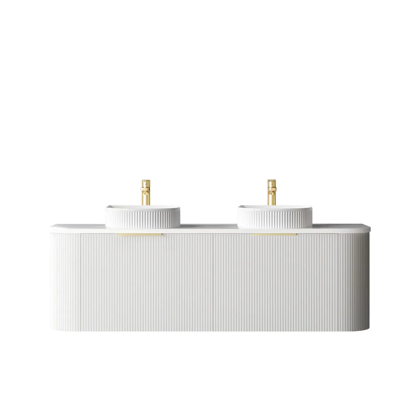 Bondi White Fluted Curved Double Basin Vanity - Otti | Tile Supplier Sydney
