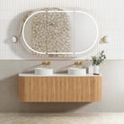 Bondi Woodland Oak Fluted Curved Double Basin Vanity 1500mm - Otti | Tile Supplier Sydney