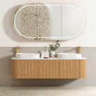 Bondi Woodland Oak Fluted Curved Double Basin Vanity 1800mm - Otti | Tile Supplier Sydney