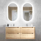 Byron Natural Oak Ceramic Top Double Basin Vanity 1200mm - Otti | Tile Supplier Sydney