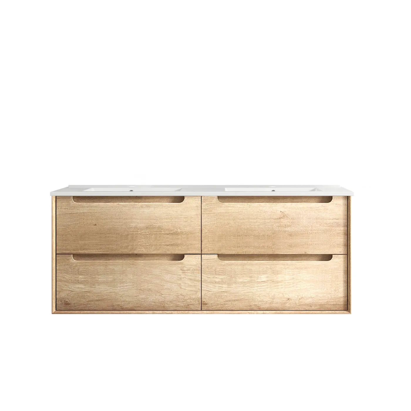 Byron Natural Oak Ceramic Top Double Basin Vanity - Otti | Tile Supplier Sydney