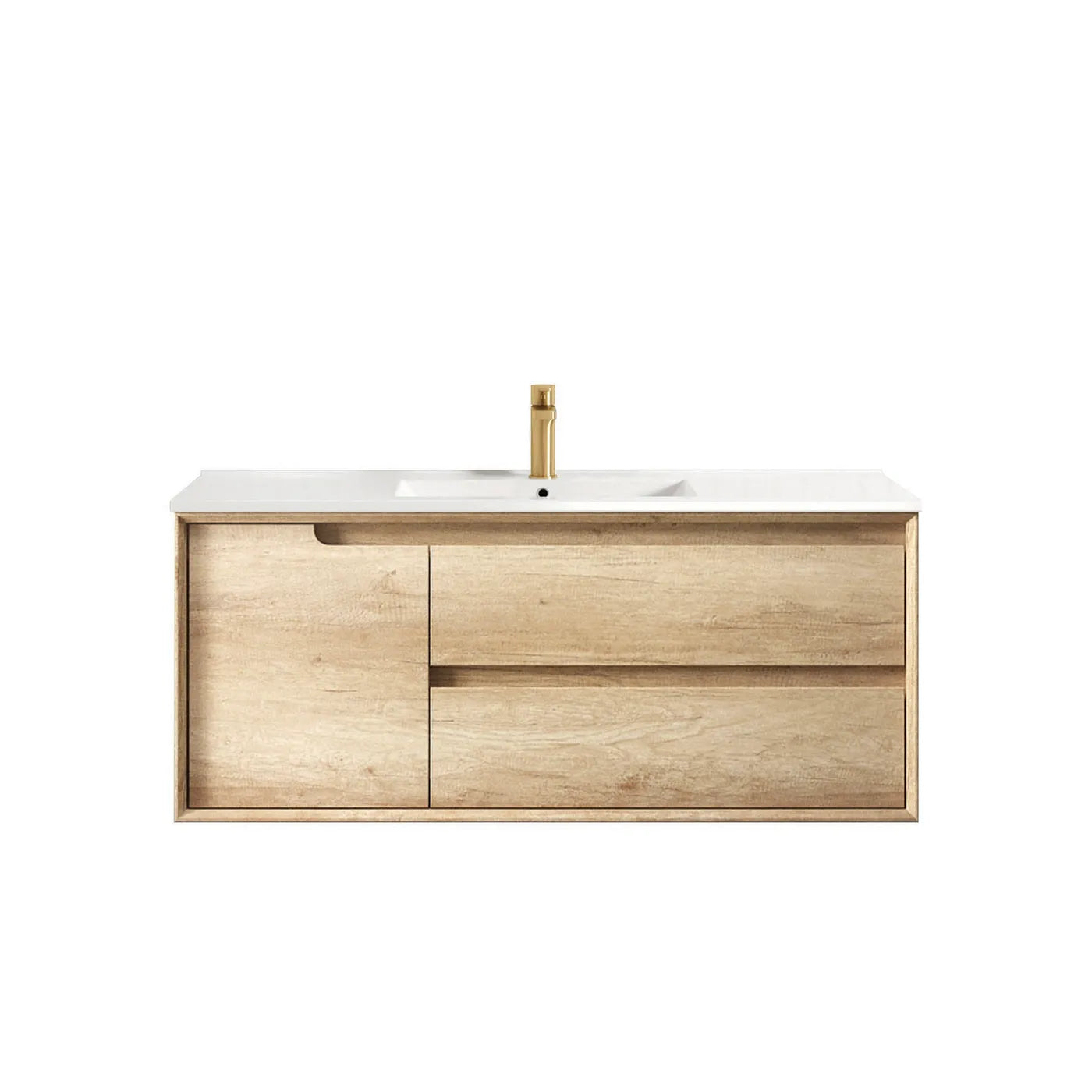 Byron Natural Oak Ceramic Top Single Basin Vanity - Otti | Tile Supplier Sydney