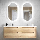 Byron Natural Oak Ceramic Top Double Basin Vanity 1500mm - Otti | Tile Supplier Sydney
