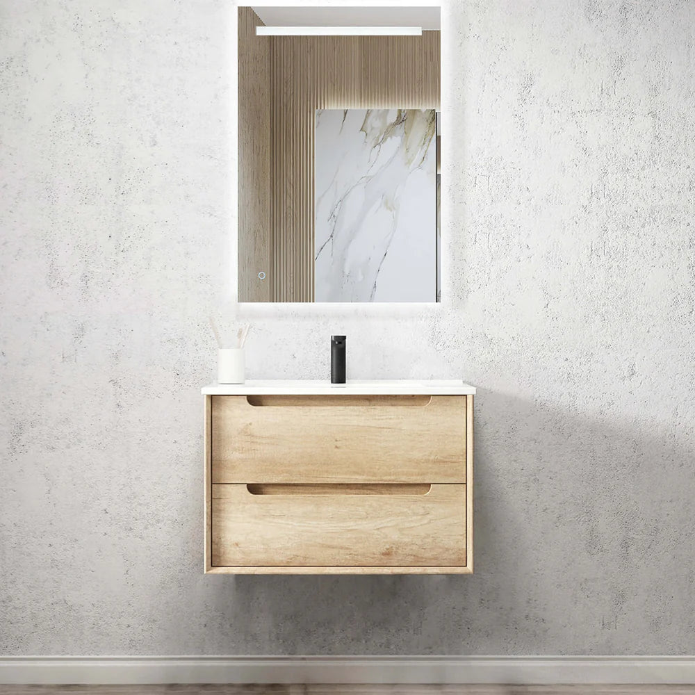 Byron Natural Oak Ceramic Top Single Basin Vanity 750mm - Otti | Tile Supplier Sydney