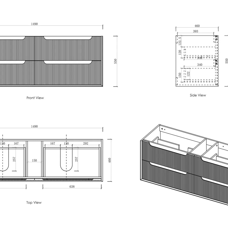 Byron Fluted Woodland Oak Stone Top Double Basin Vanity - Otti | Tile Supplier Sydney