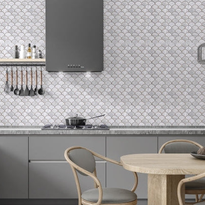 Bianco Carrara Marble Mosaic | Fish scale - Tilewave | Tile Supplier Sydney
