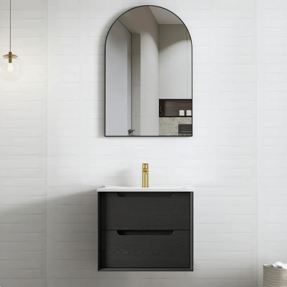 Byron Black Oak Ceramic Top Single Basin Vanity 600mm - Otti | Tile Supplier Sydney