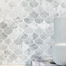 Bianco Carrara Marble Mosaic | Fish scale - Tilewave | Tile Supplier Sydney