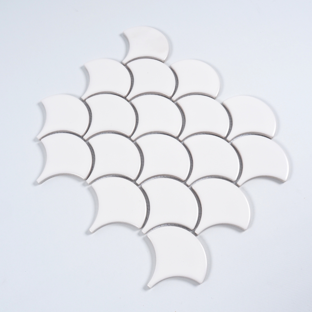 Lagoon Fish Scale Mosaic Tile 74x70mm Matt White - Tilewave | Tile Supplier Sydney