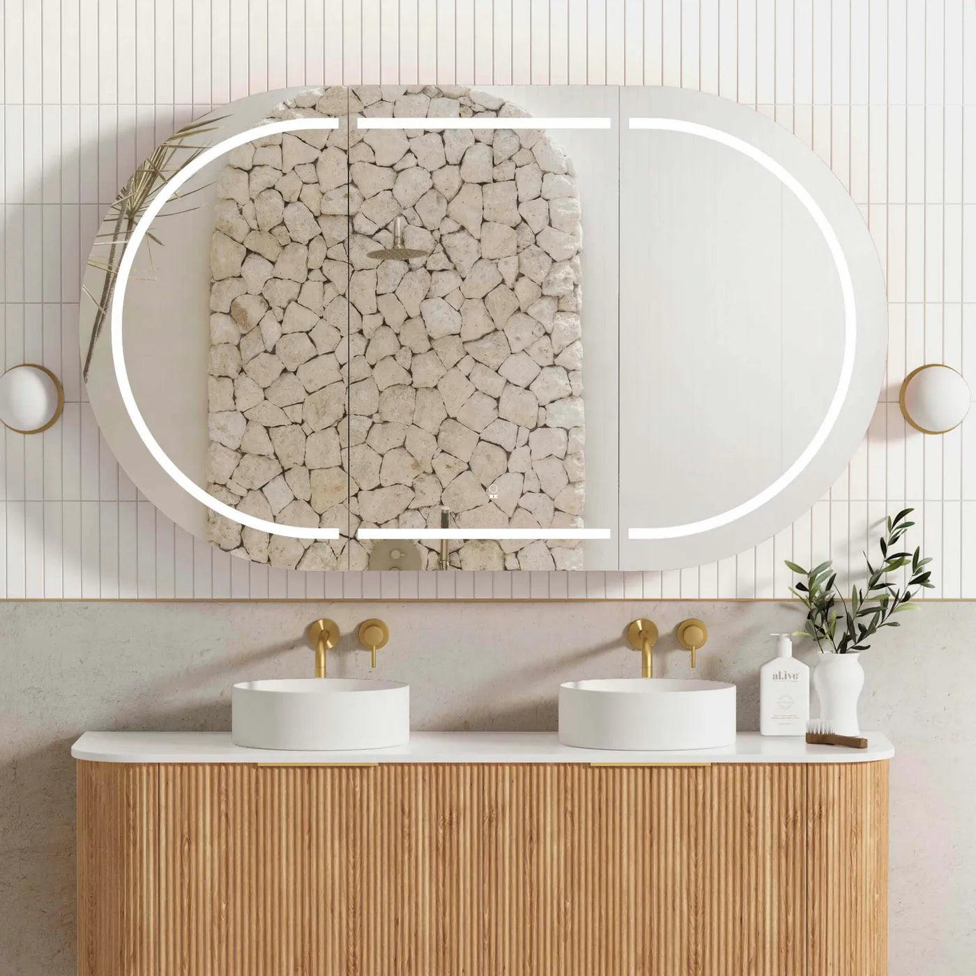 Bondi LED Shaving Cabinet | Natural Oak 1500x900mm - Otti | Tile Supplier Sydney