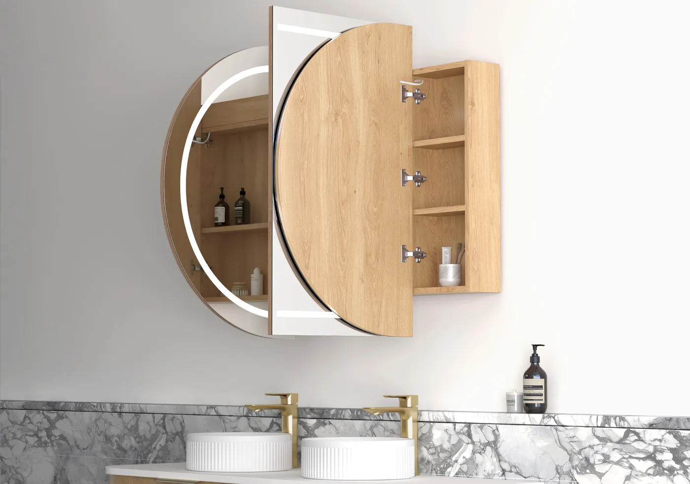 Bondi LED Shaving Cabinet | Natural Oak - Otti | Tile Supplier Sydney