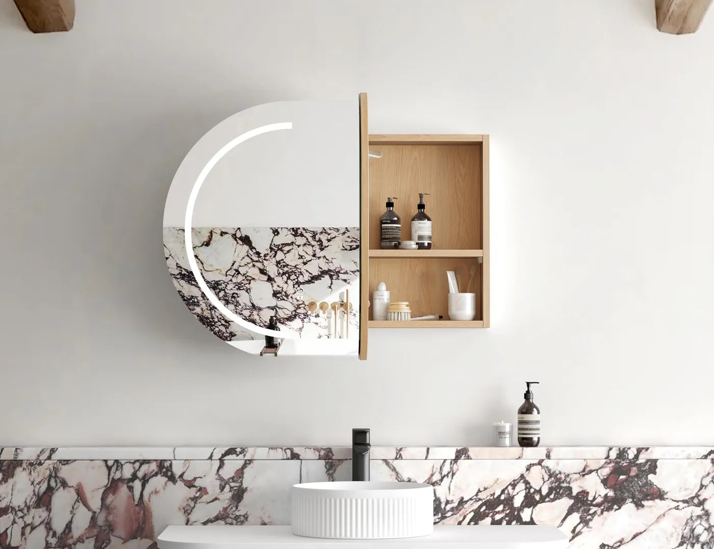 Bondi LED Shaving Cabinet | Natural Oak - Otti | Tile Supplier Sydney