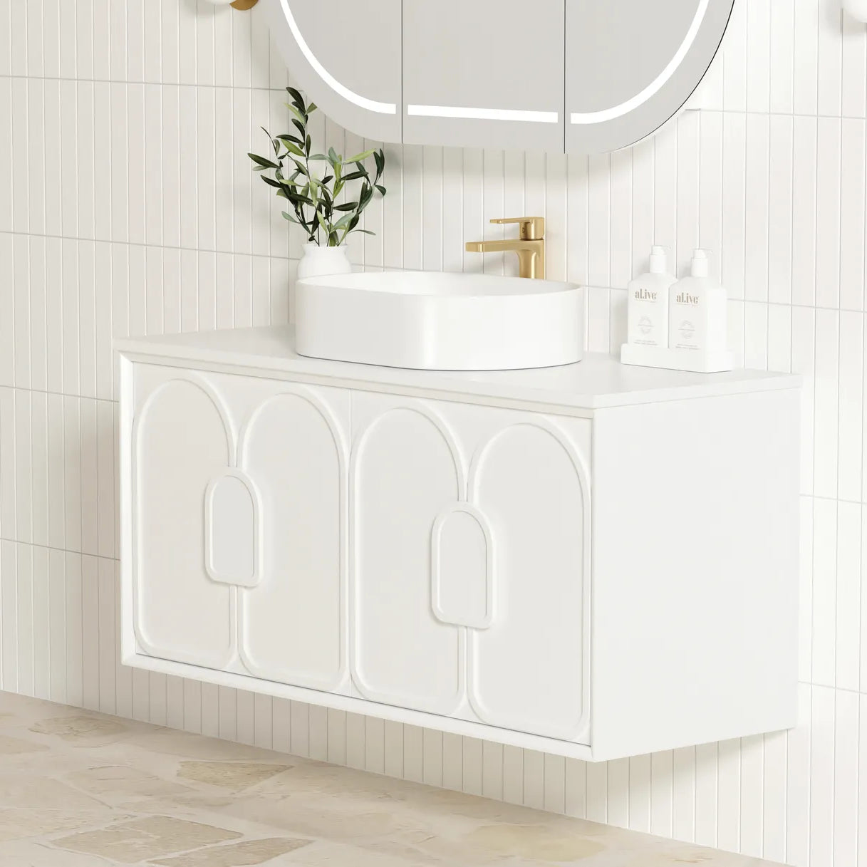 Laguna Matte White Stone Top Single Basin Vanity - Otti | Tile Supplier Sydney