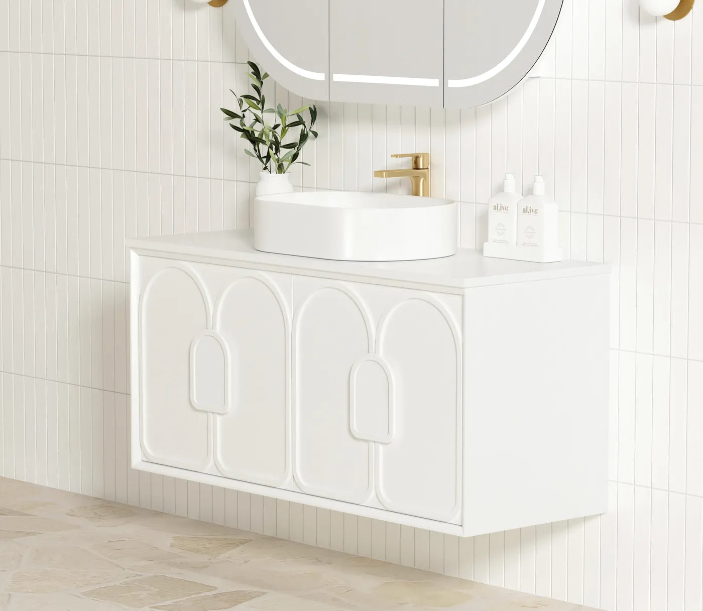 Laguna Matte White Stone Top Single Basin Vanity - Otti | Tile Supplier Sydney