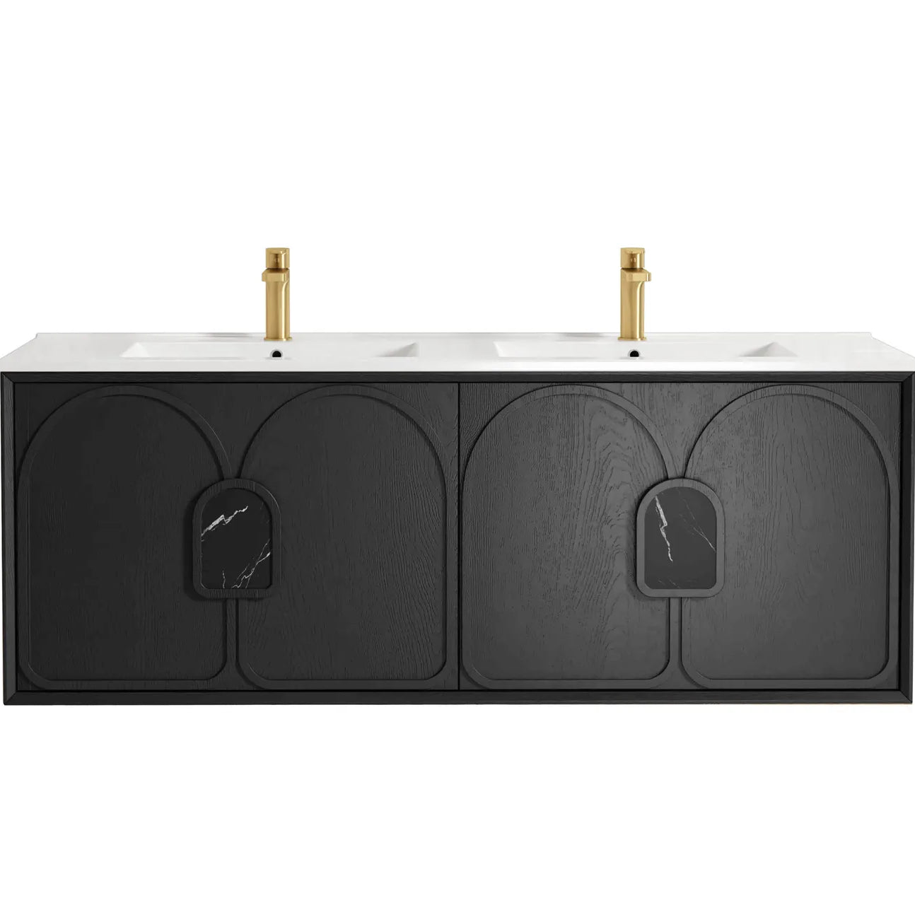 Laguna American Black Oak Ceramic Top Double Basin Vanity 1500mm - Otti | Tile Supplier Sydney