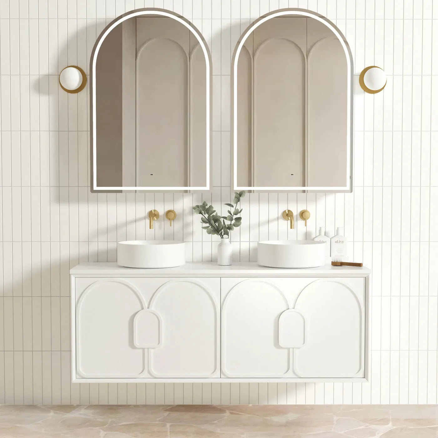 Laguna Matte White Stone Top Double Basin Vanity 1500mm - Otti | Tile Supplier Sydney
