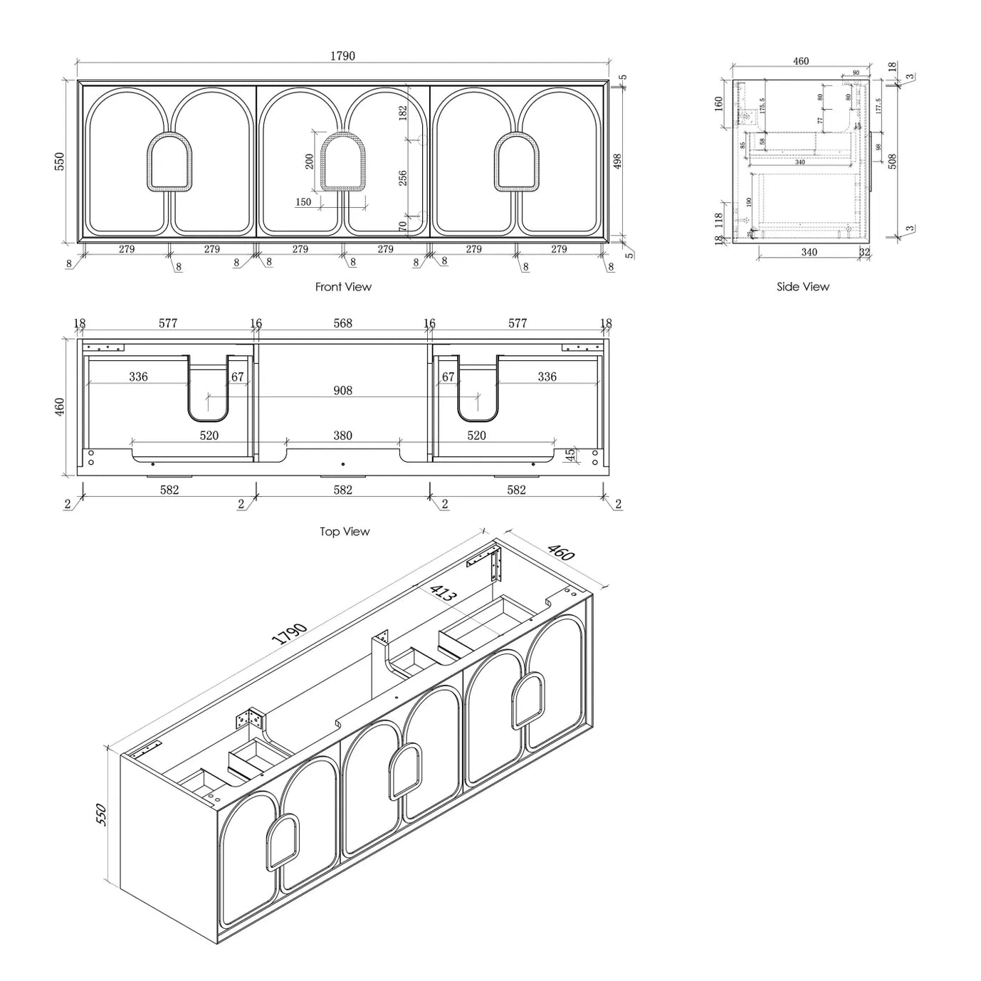 Laguna American Black Oak Stone Top Double Basin Vanity - Otti | Tile Supplier Sydney
