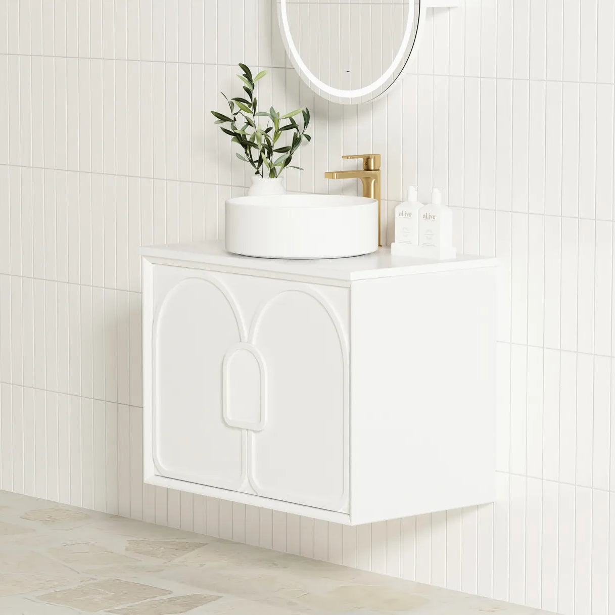 Laguna Matte White Stone Top Single Basin Vanity - Otti | Tile Supplier Sydney