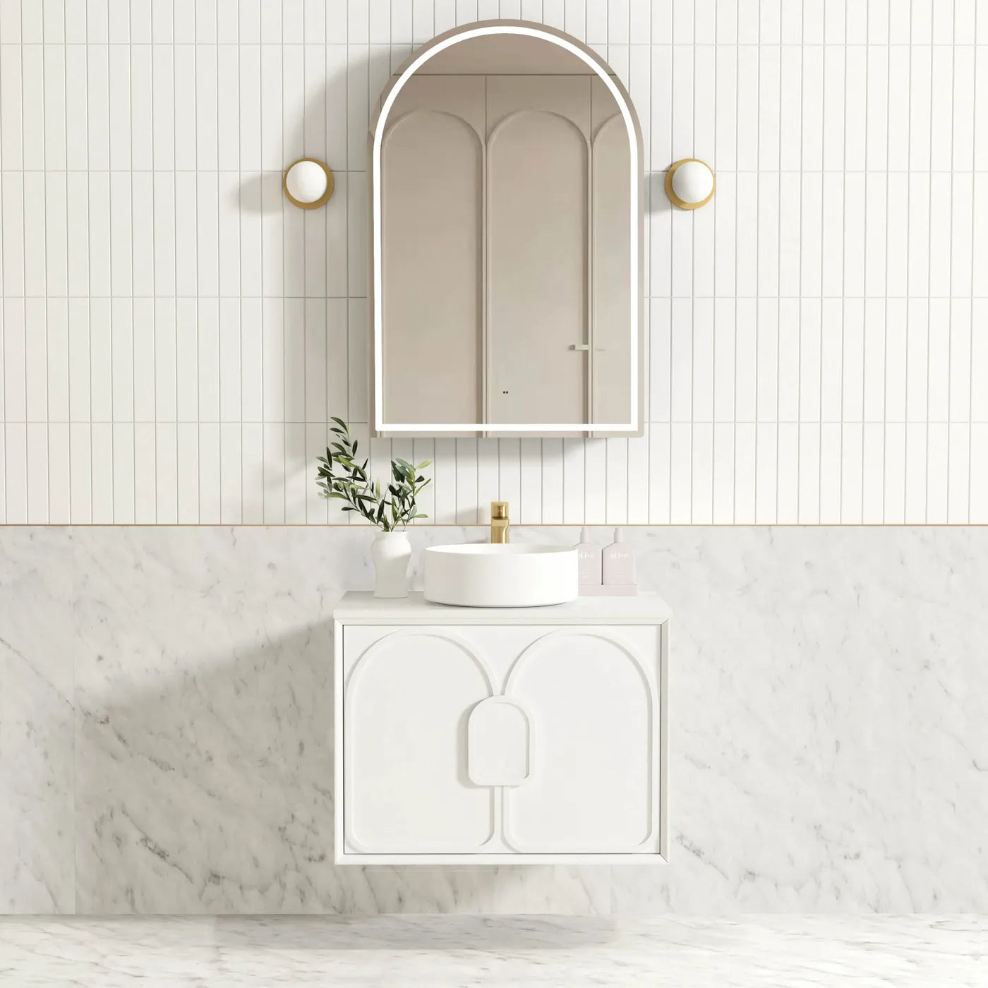 Laguna Matte White Stone Top Single Basin Vanity 750mm - Otti | Tile Supplier Sydney