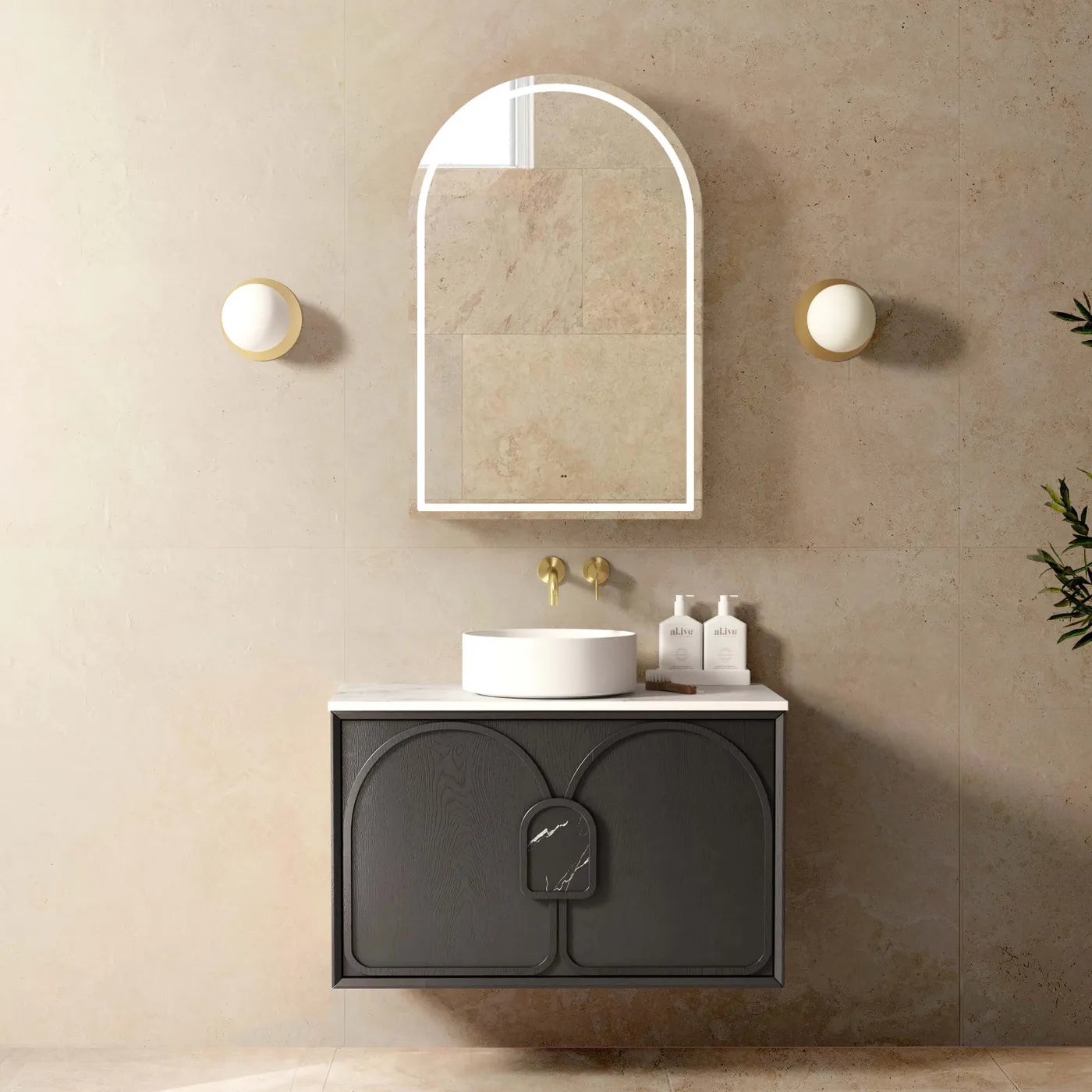 Laguna American Black Oak Stone Top Single Basin Vanity 900mm - Otti | Tile Supplier Sydney