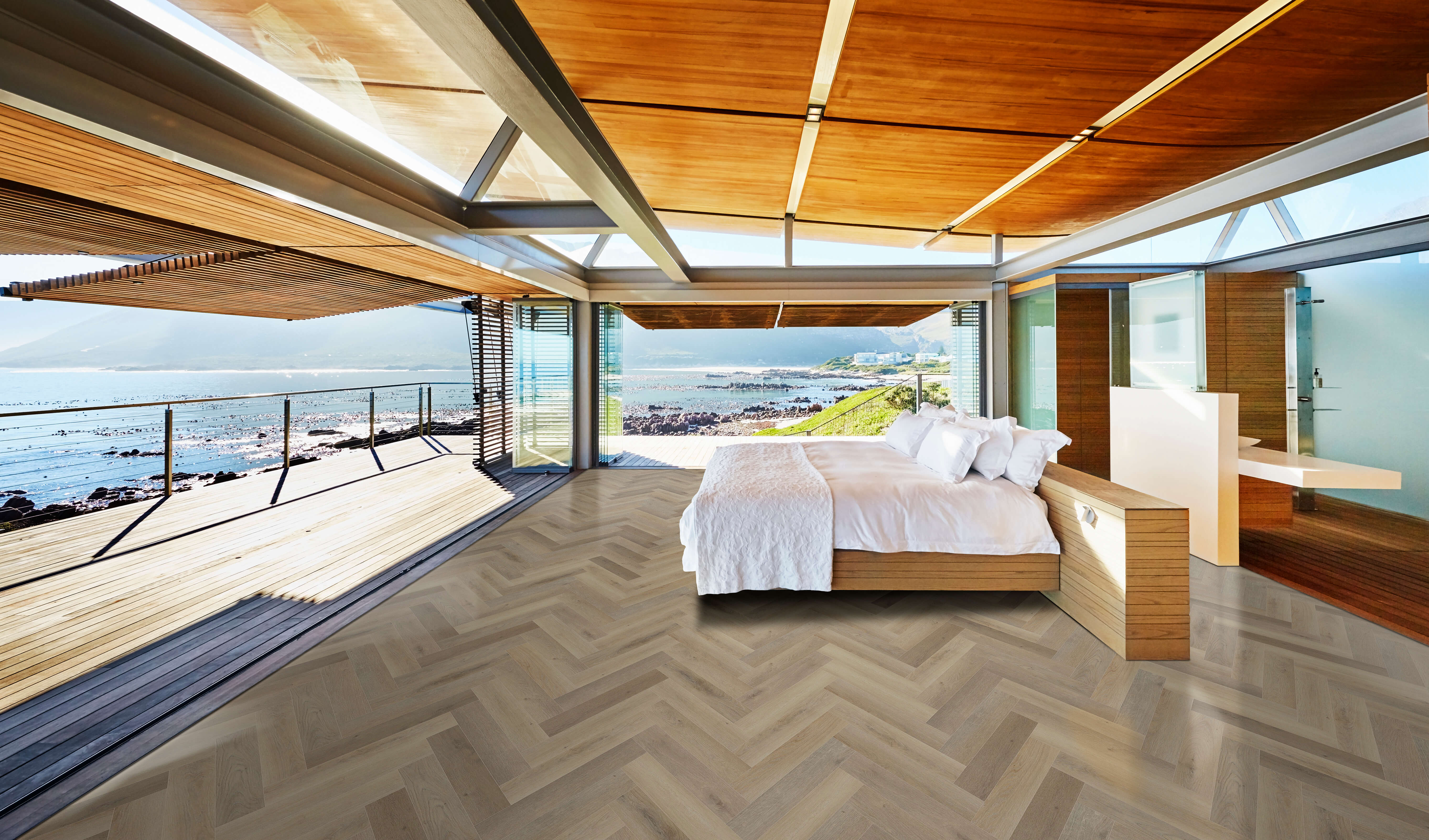 Belle Vie Herringbone Hybrid Planks | Lake View Oak - Topdeck | Tile Supplier Sydney