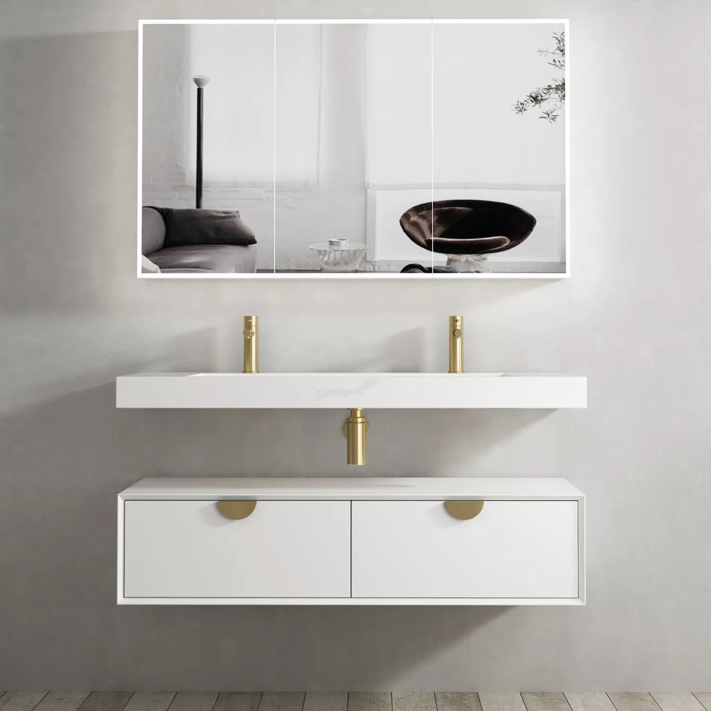 Moonlight Double Basin Vanity with Cabinet 1200mm - Otti | Tile Supplier Sydney