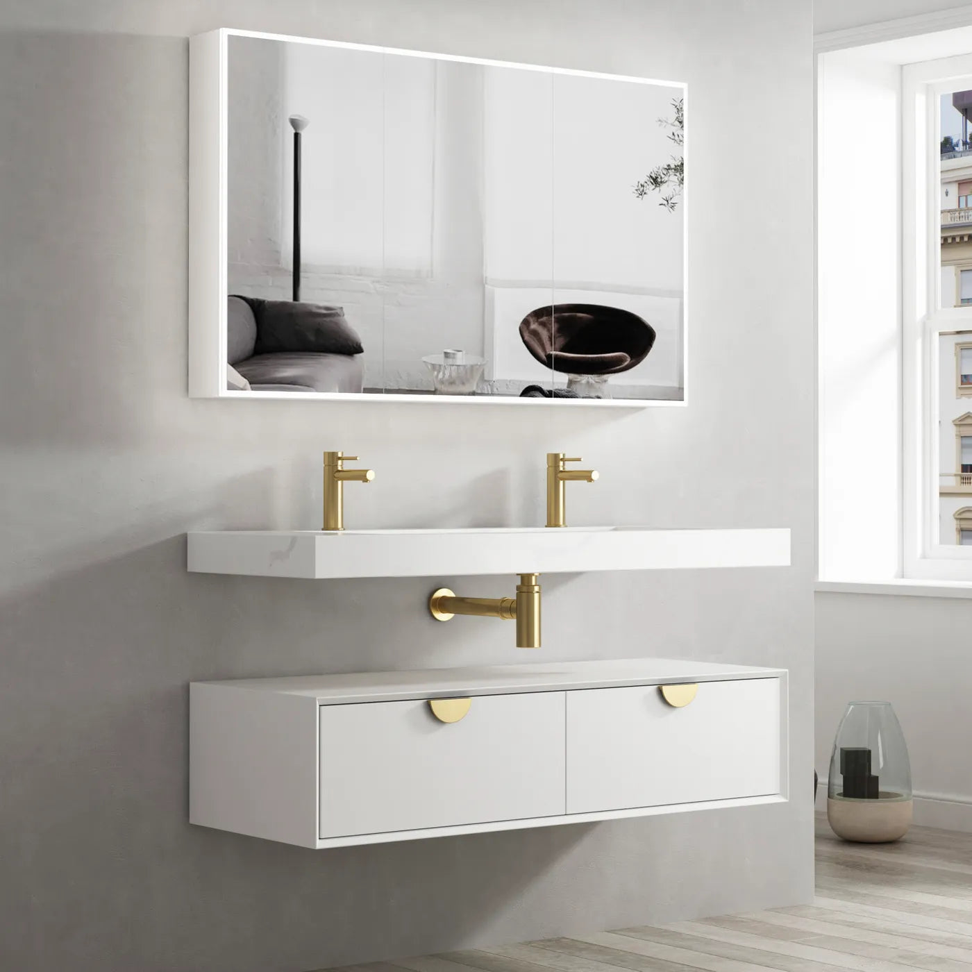Moonlight Double Basin Vanity with Cabinet - Otti | Tile Supplier Sydney