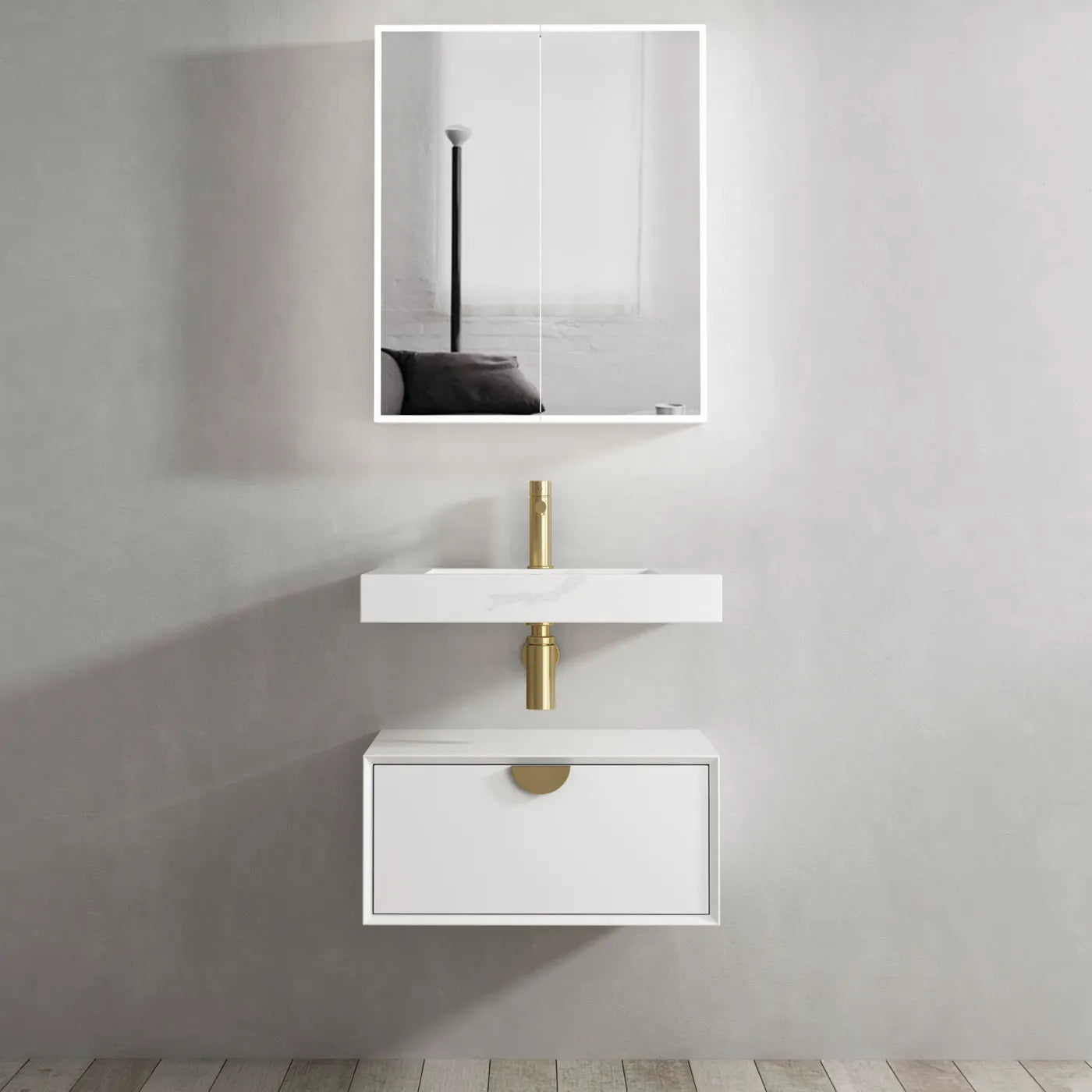 Moonlight Single Basin Vanity with Cabinet 600mm - Otti | Tile Supplier Sydney