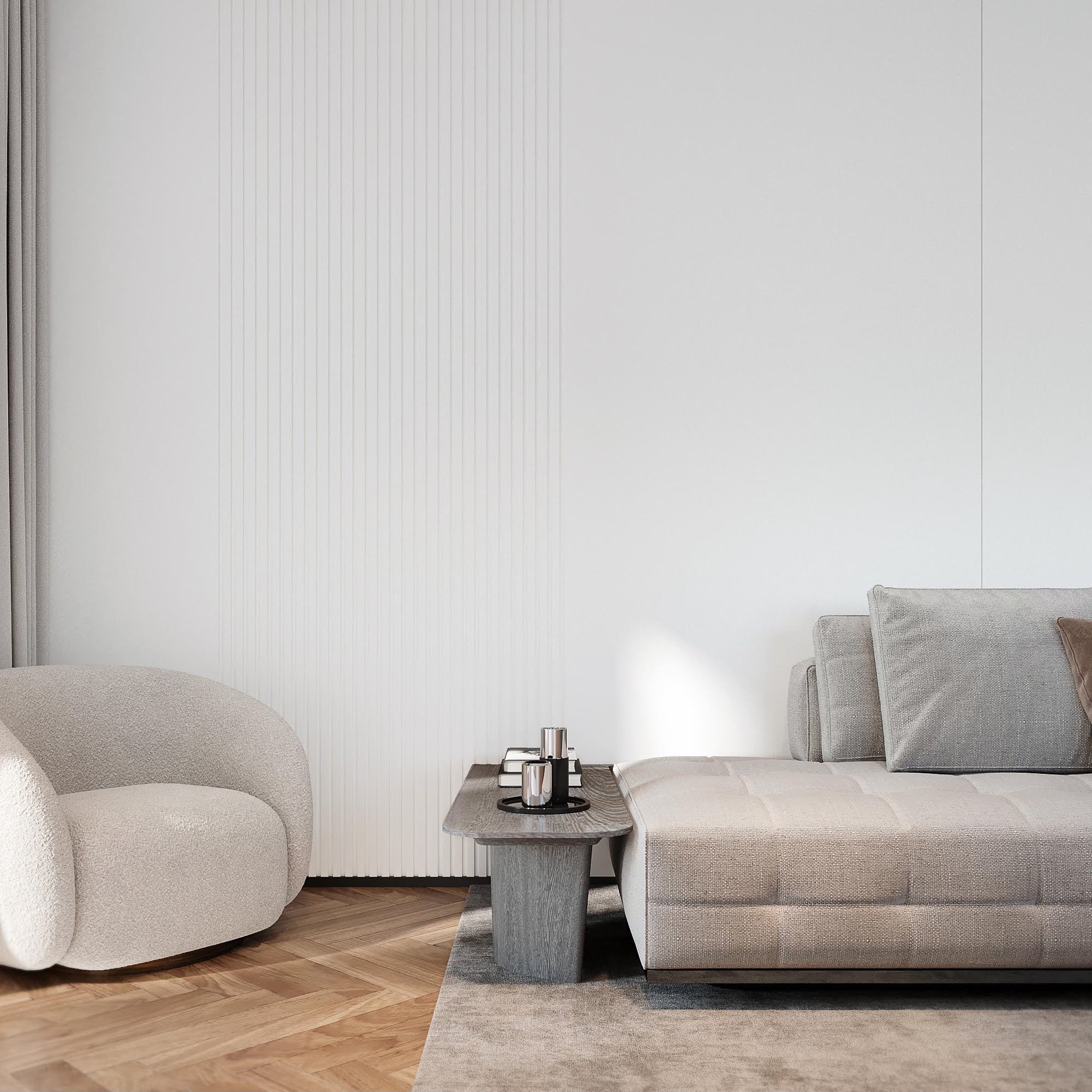 Mist White | Batten Wall Panel - Tilewave | Tile Supplier Sydney