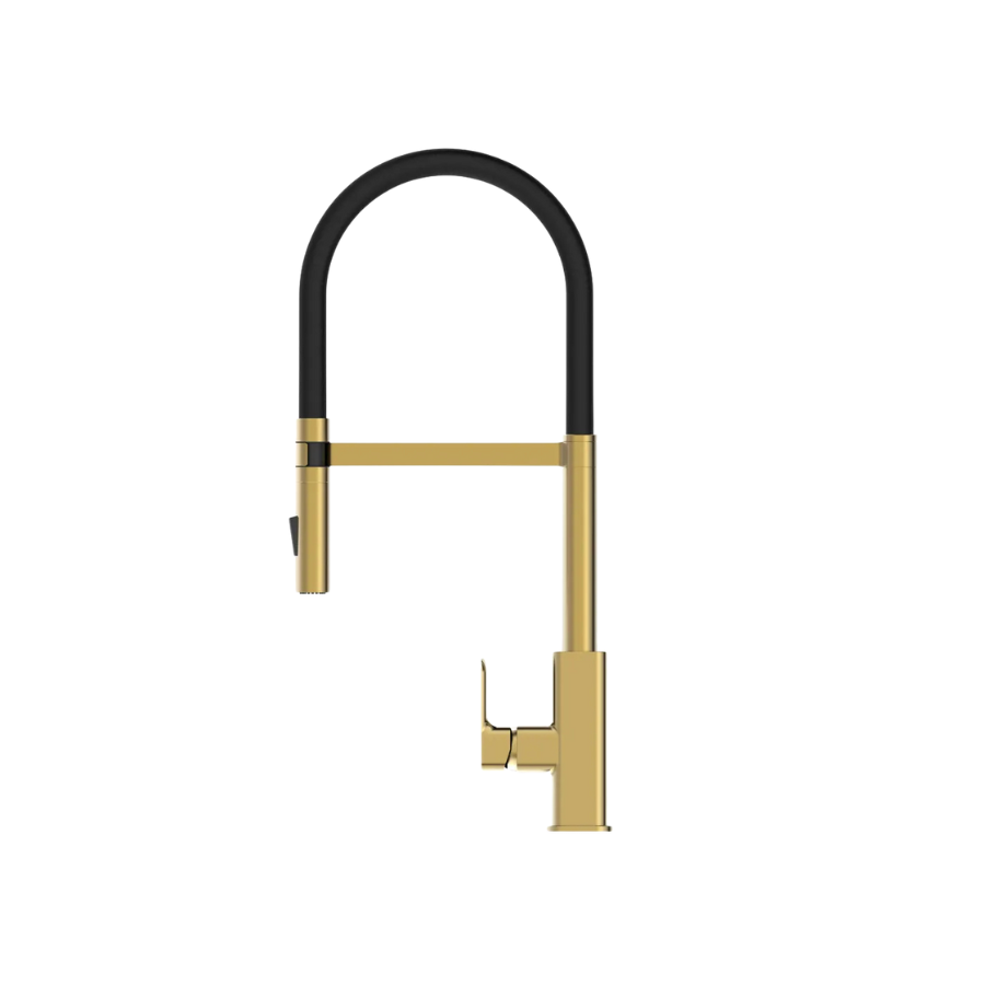 Oskar Pull Out Kitchen Mixer Brushed Gold - Otti | Tile Supplier Sydney