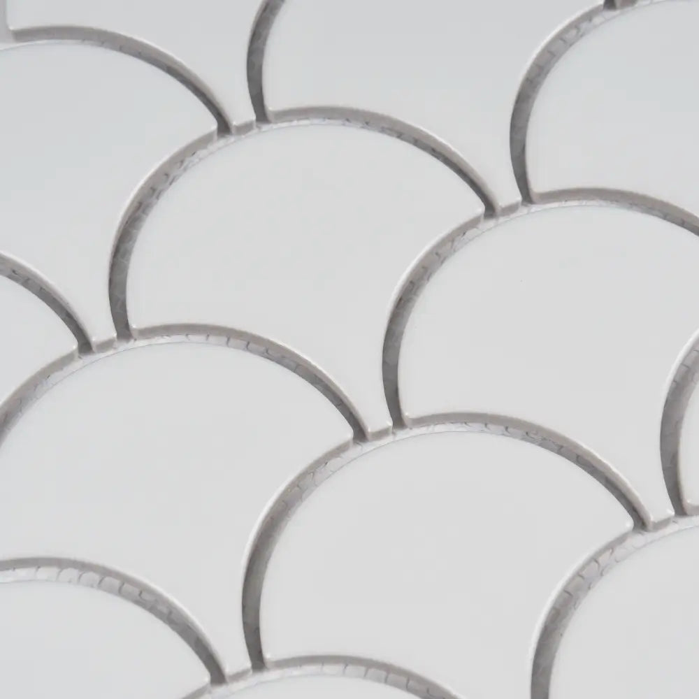Lagoon Fish Scale Mosaic Tile 74x70mm Matt White - Tilewave | Tile Supplier Sydney
