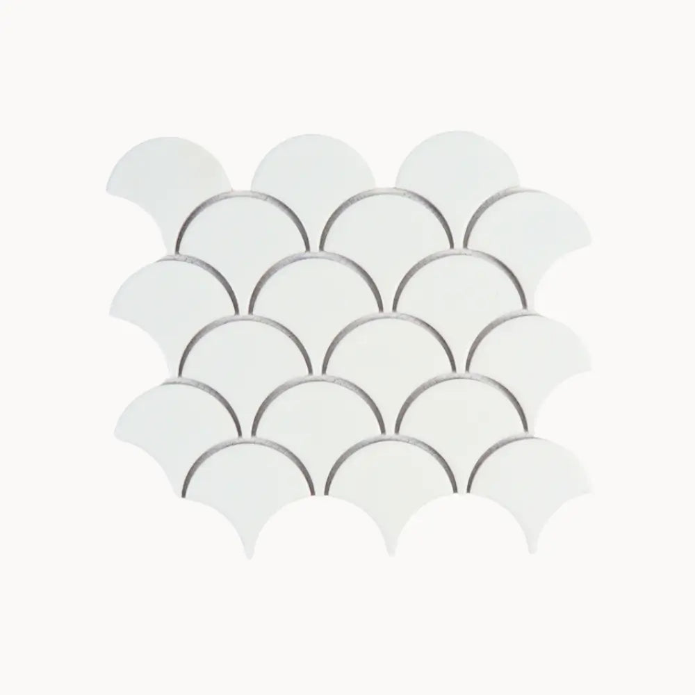 Lagoon Fish Scale Mosaic Tile 74x70mm Matt White - Tilewave | Tile Supplier Sydney