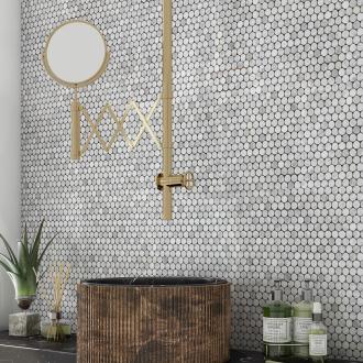 Bianco Carrara Marble Mosaic | Penny Round - Tilewave | Tile Supplier Sydney